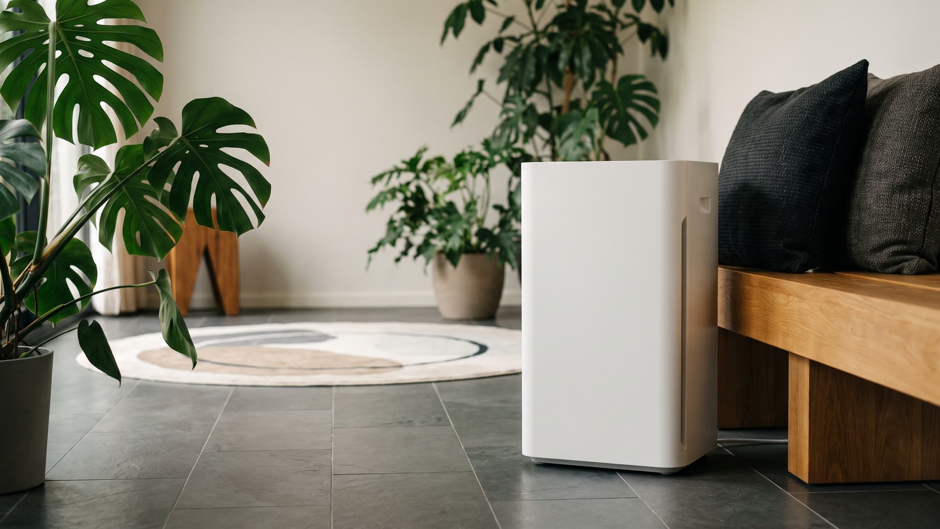 Illustration of a bright, tidy Salt Lake County living room with a clean supply-air vent
